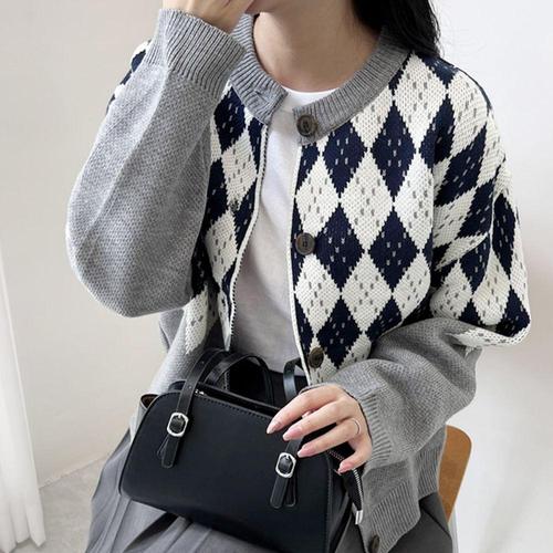 [셀럽하우스]크로스 WENA5830 다이아 니트 가디건(국산)