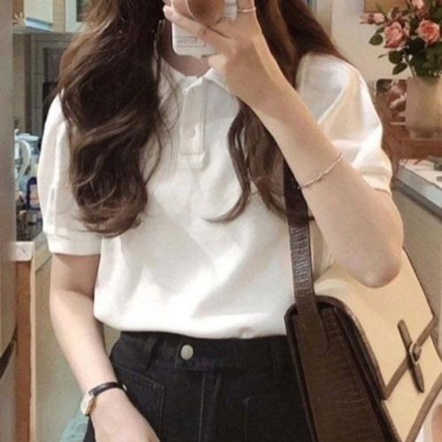 [셀럽하우스]심플 JTYS0212 데일리 여성 쿨 화이트 피케이 티셔츠