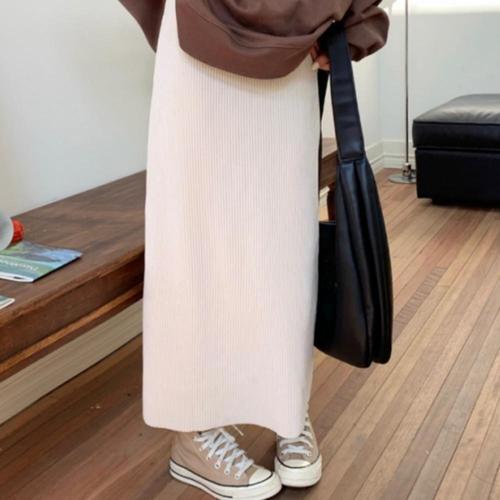 여성 캐주얼 코듀로이 밴딩 롱 스커트 겨울 오버핏 치마 WFM0WXE