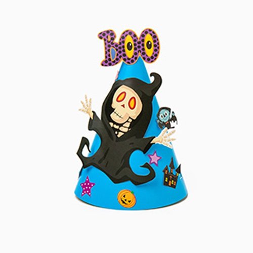 BDM 홈파티용품 10월 31일 할로윈파티 종이 꼬깔모자 파랑 해골 이벤트용품