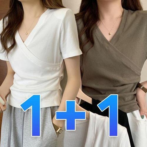 [셀러허브_여성트랜드패션]센즈 랩 반팔 티셔츠 2p