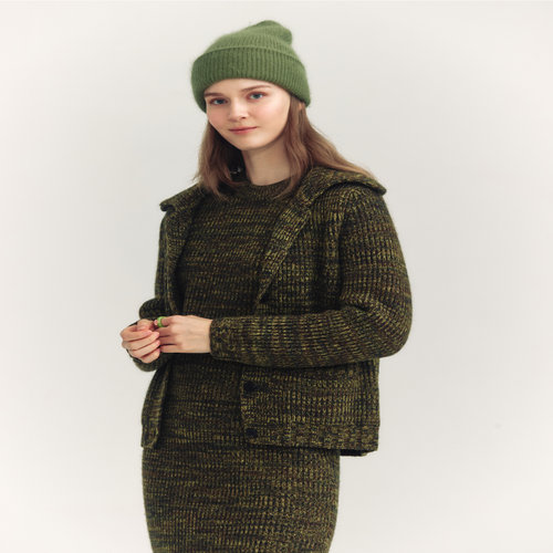 LF 헤지스 여성 [SET-UP][캐시미어] 멀티그린 변형조직 카라 가디건 (HSSW4D904E2)