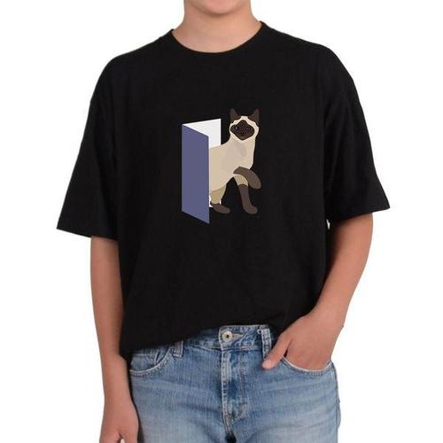 [에이치플러스몰]반팔티 샴고양이 야옹이 CAT DOOR 다양한색상 전사이즈