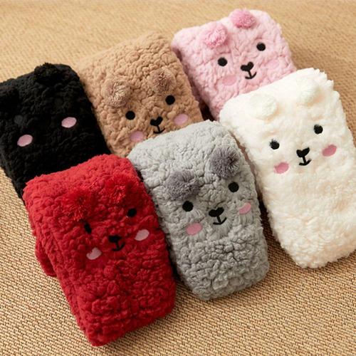 양털 곰돌이 겨울 롱 수면 기모 털 보온 양말 M11391 (CMS_WA65E40)