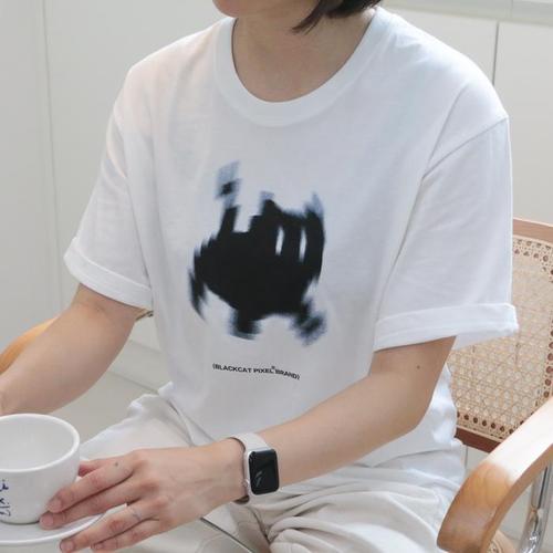 셀러허브 [S52PMMS6T]으아아 착시 고양이 픽셀 프린팅 동물 커플티