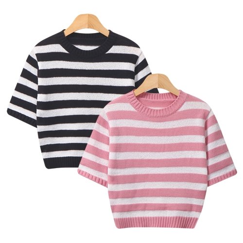 달로미 단가라 반팔 니트티