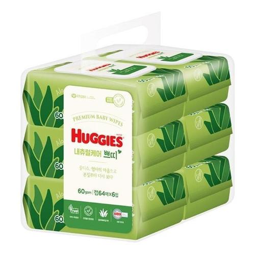 [QNS73W4W_55]내추럴케어 아기물티슈 캡형 64매 6팩