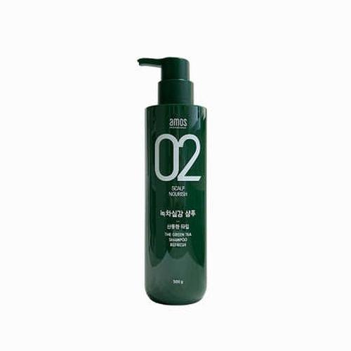 아모스 녹차실감 샴푸 산뜻한타입 500g 지성 (프레시) x3SET (AD)