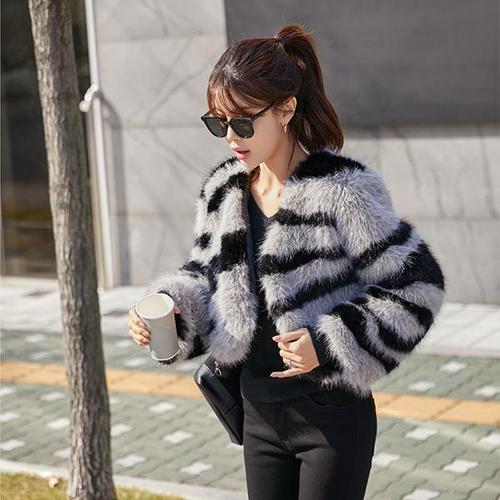 [나크21]멋스러운 지브라 패턴 FUR자켓 NK34-J-17