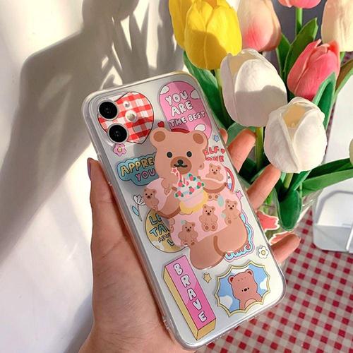 아이폰14플러스 레인보우 귀염베어 스마트톡 케이스 WFG218S