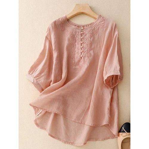 하프클럽 [화세]미니넥버튼셔링퍼프블라우스_HL6MBL007C