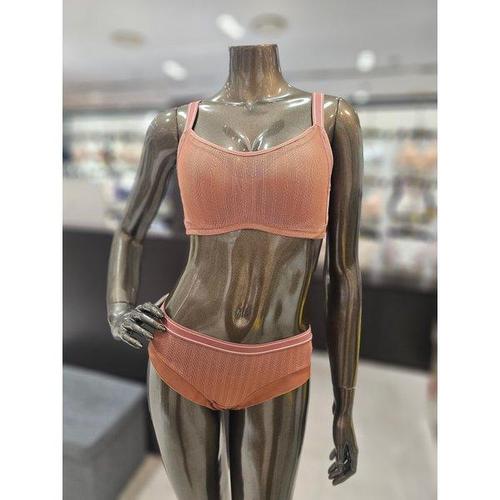 갤러리아_다크베이지 스포츠 노와이어 브라,팬티세트(A~D,90B)[플레이텍