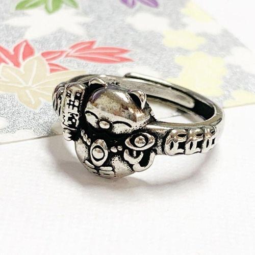 [주식회사 금수저몰]빈티지오픈링 사이즈자유 실버도금 행운을 부르는 고양이반지 WFJ0PVX