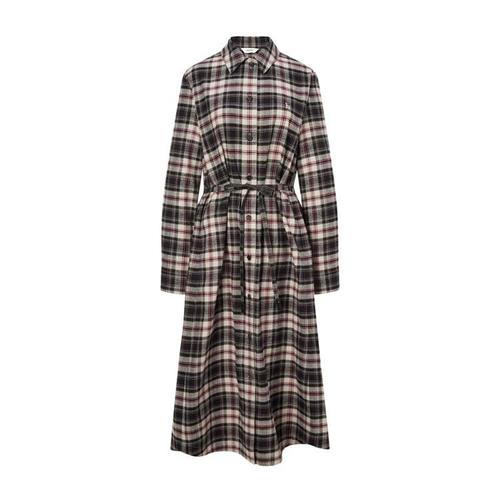 [헤지스]헤지스 여성 [기모] 블랙 체크 셔츠형 원피스 HSDR4DC91BK