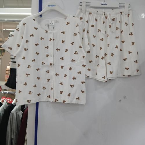 [에꼴리에][모다부평]슬립 베어 라운드넥 파자마 세트/26OP752IV_BP_BP