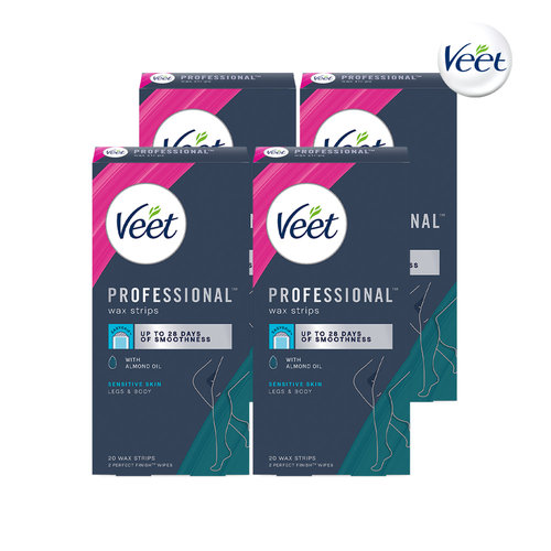 [Veet] 비트 이지 젤 왁스 스트립 민감성 피부용 20매 x4개 제모 셀프왁싱 제모패치 왁싱 테이프 veet