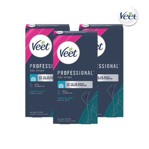 [Veet] 비트 이지 젤 왁스 스트립 민감성 피부용 20매 x3개 제모 셀프왁싱 제모패치 왁싱 테이프 veet