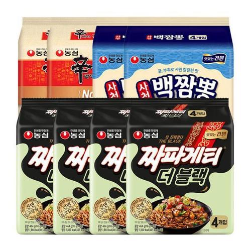 셀러허브 짜파게티 더블랙 16개+신라면 건면 10개+사천백짬뽕 8개 총34개