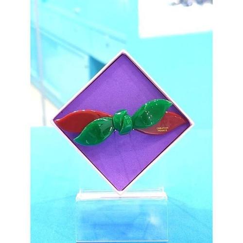 [로뎀쥬얼리]로뎀 세이브존05 프랑스 더블 리본 스몰 포인트 자동핀(레드그린) RDD24030093 (16334300)