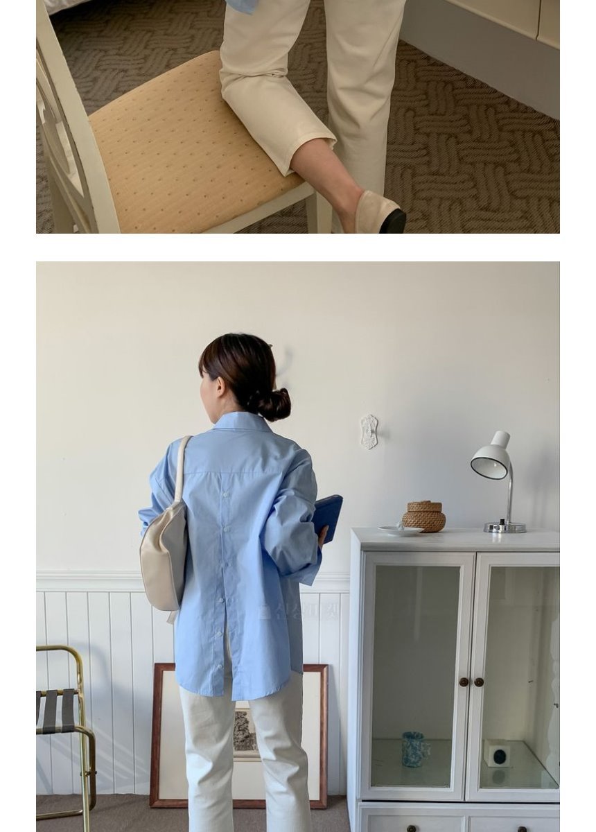 KSH21A6 테포아 긴팔면남방 백버튼 오버핏 셔츠 여성 화이트 상세페이지